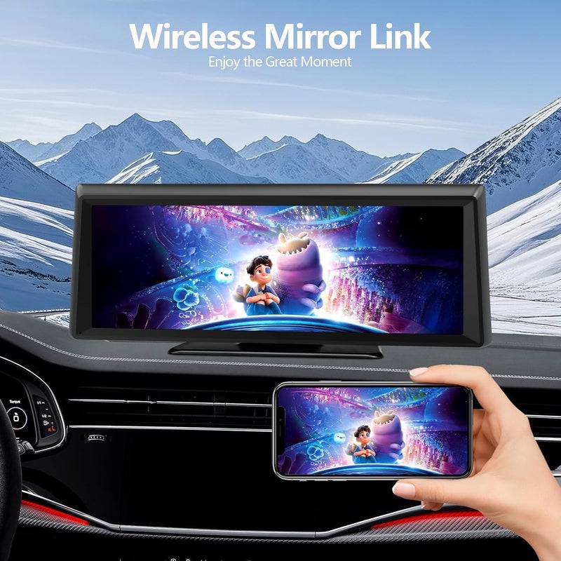 GNTM Wireless Carplay Screen for Car 2K Dash Cam, 8.1" HD Portable Car Stereo with Carplay & Android Auto, 1080P Backup Camera, Mirror Link/Bluetooth/GPS Navigation/Satellite Radio for All Vehicles - Image 3